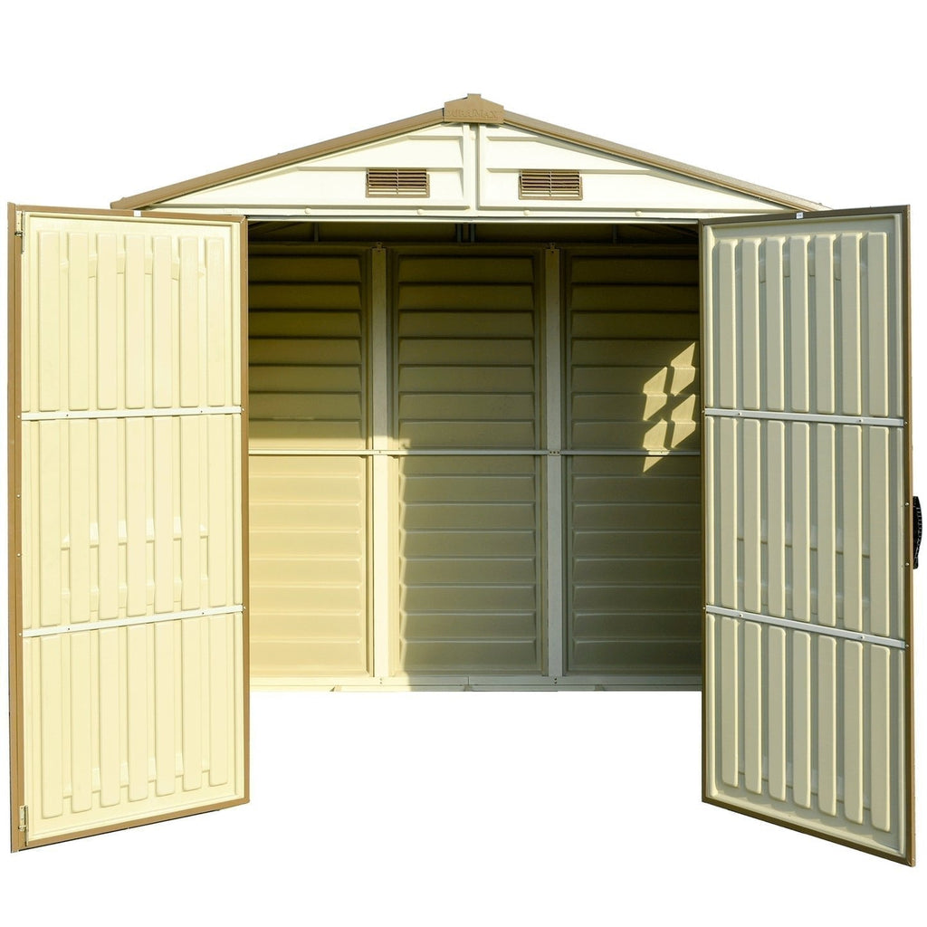DuraMax StoreAll 2.4 x 1.8 m Outdoor Vinyl Storage Shed with Foundation Kit
