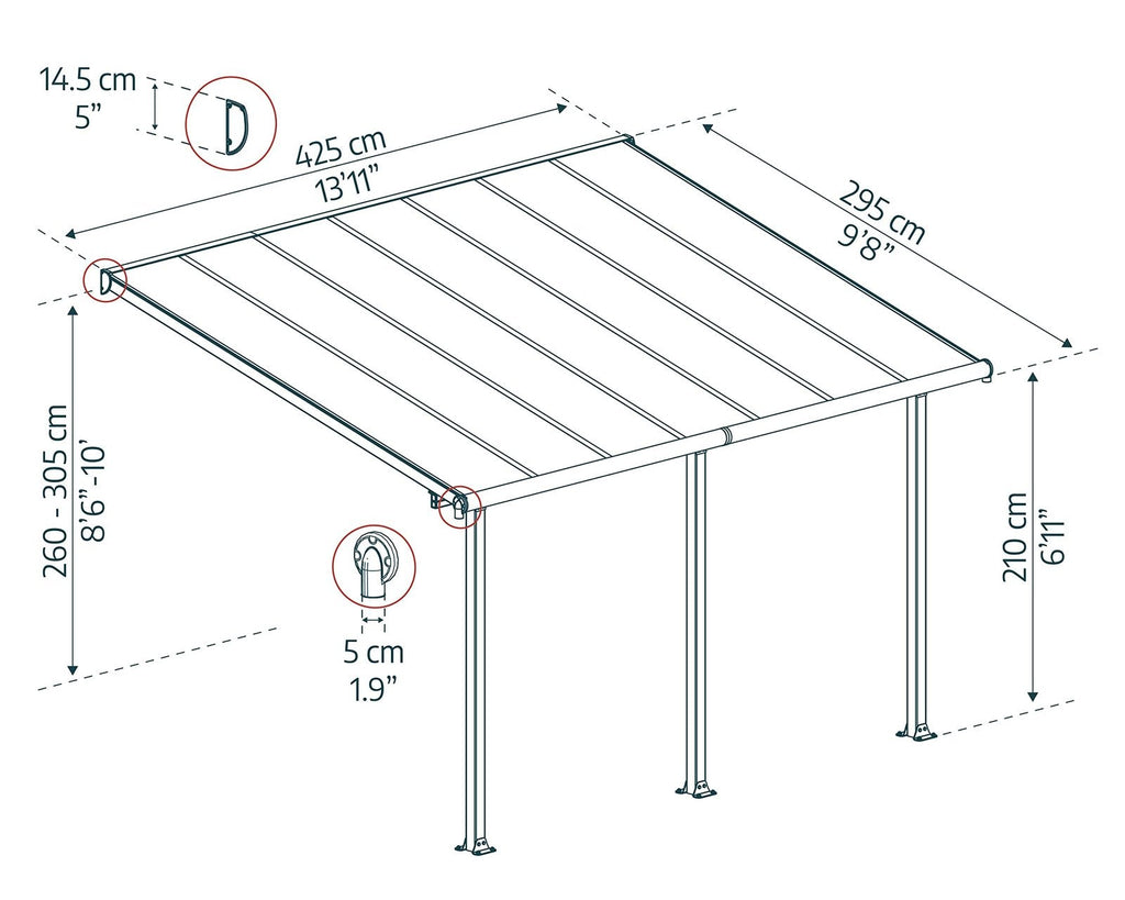 Palram Canopia Olympia 3 x 4.25 m Patio Cover Grey