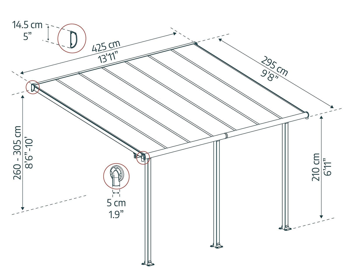 Palram Canopia Olympia 3 x 4.25 m Patio Cover Grey