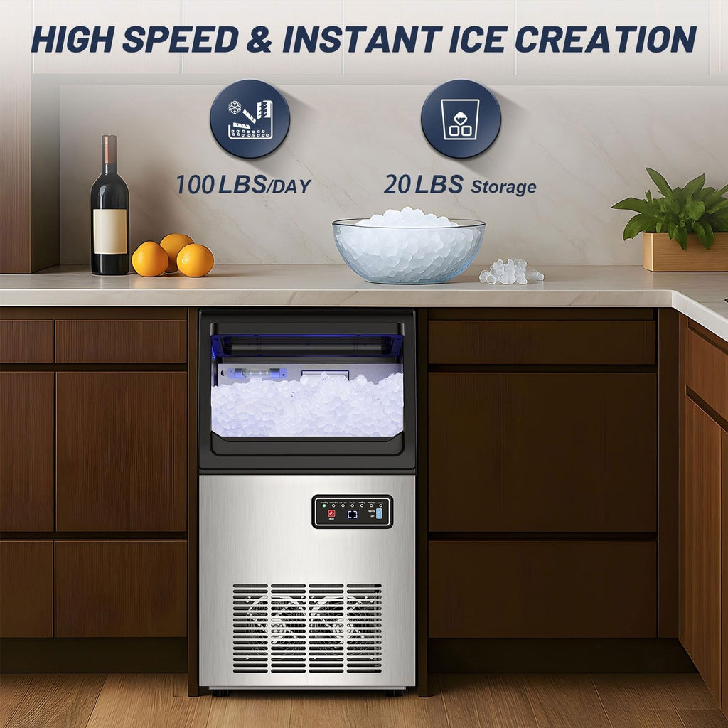 Nugget Ice Maker Machine 45.4 kg/24h ST-KRL30J Stainless Steel