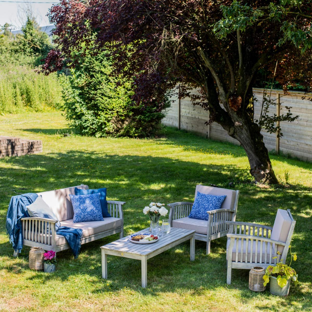Gardenesque Repton 4-Seater Wooden Patio Furniture Set Light Grey