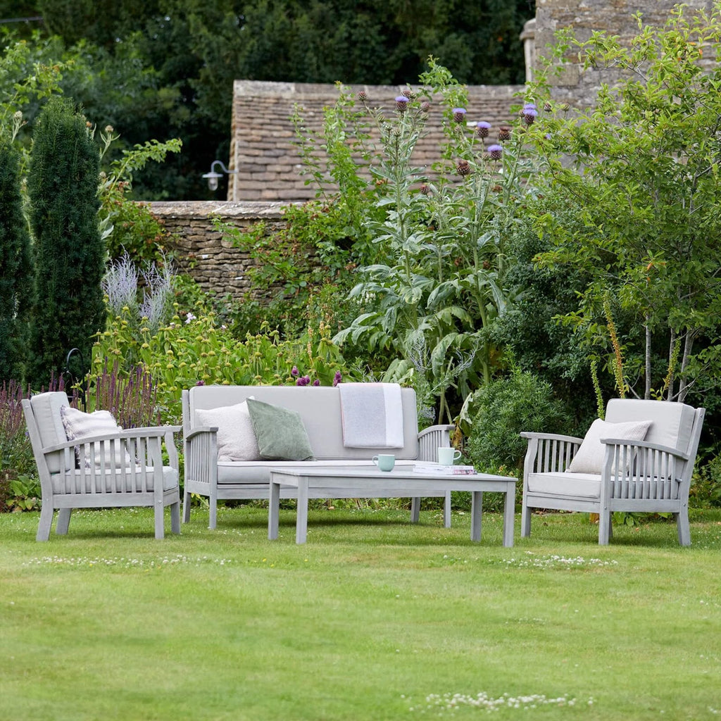Gardenesque Repton 4-Seater Wooden Patio Furniture Set Light Grey
