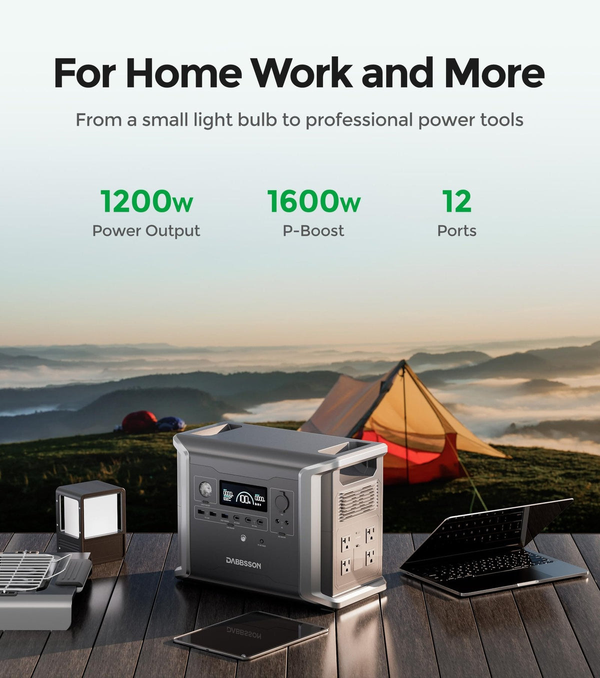 Dabbsson 4.7 kWh Expandable Power Station DBS1300 with 2 Extra Batteries