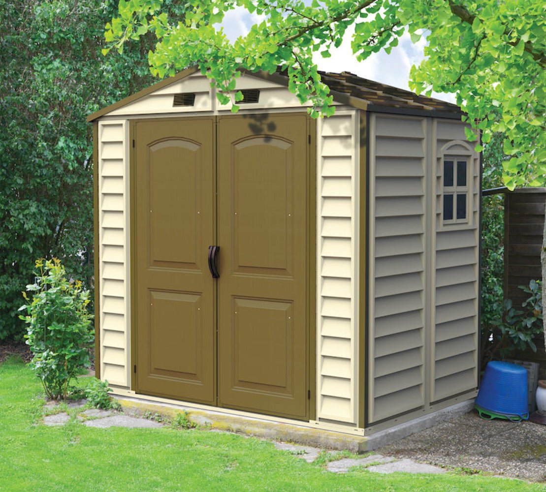DuraMax StoreAll 2.4 x 1.8 m Outdoor Vinyl Storage Shed with Foundation Kit