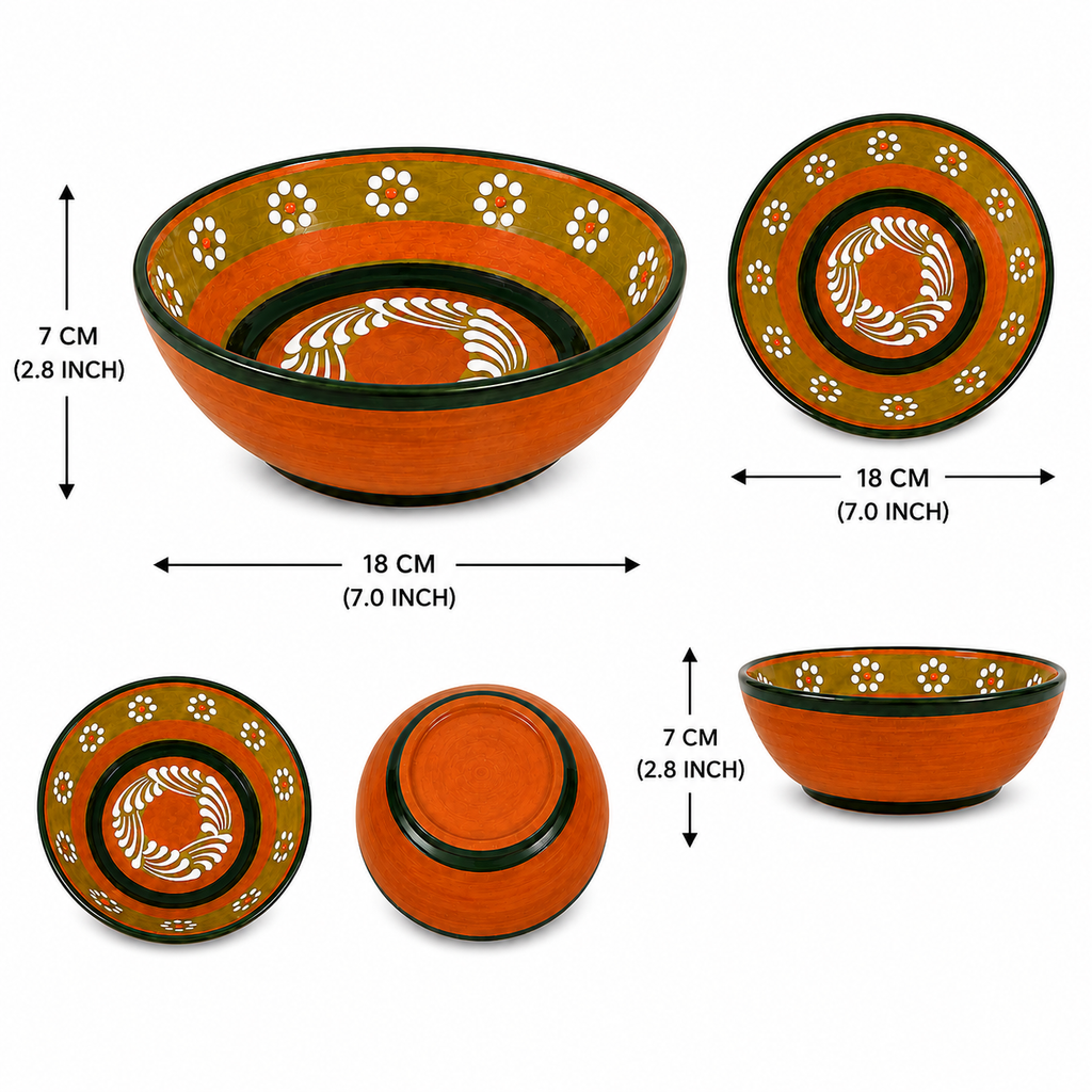 Mexican-Style Ceramic Serving Bowl 18 x 7 cm