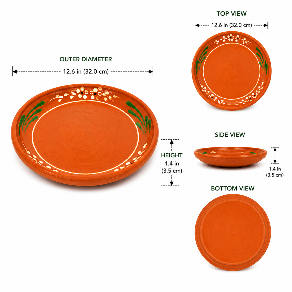 Handcrafted Mexican Style Ceramic Dinner Plate 32 cm