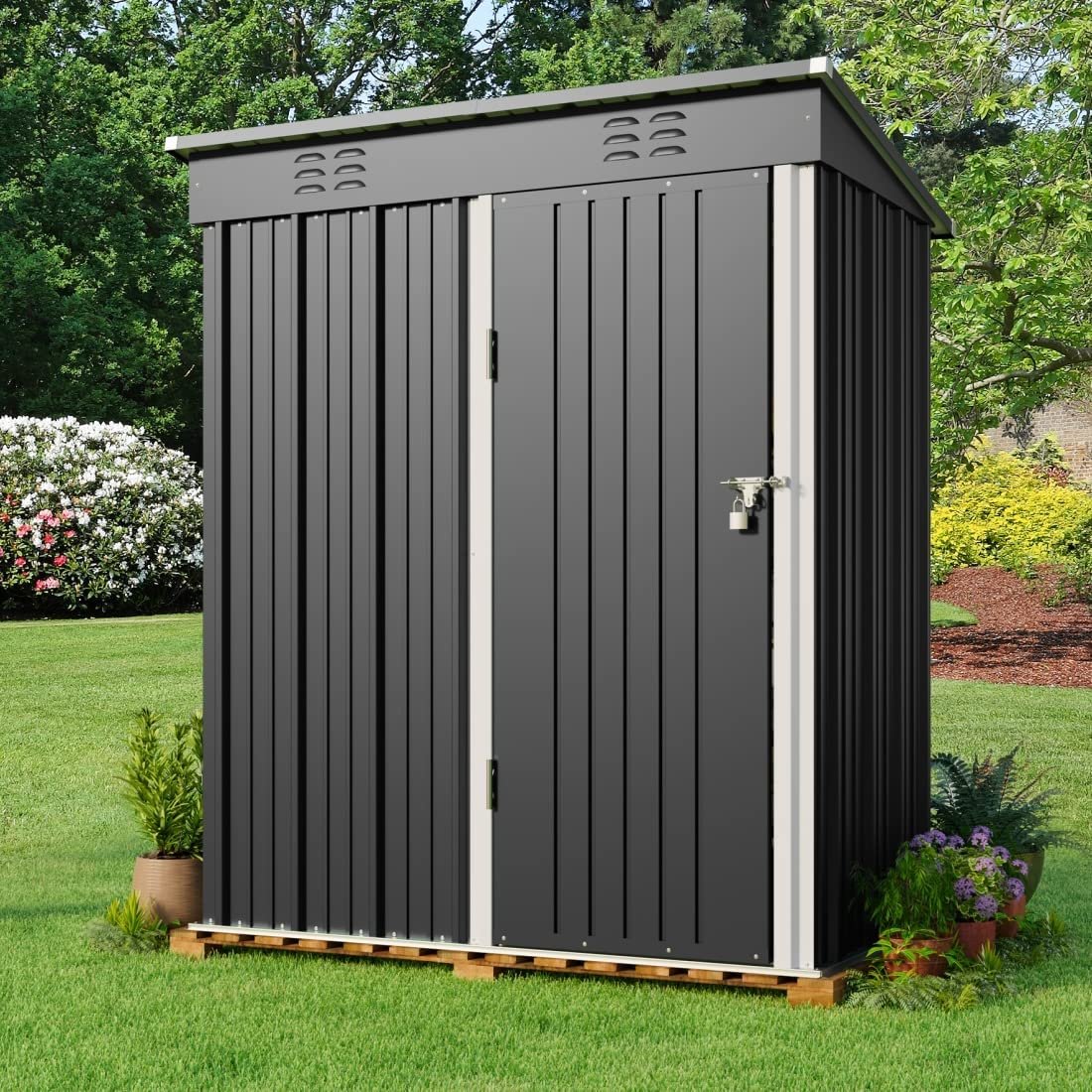 Lofka 1.5 x 0.9 m Outdoor Storage Shed Grey