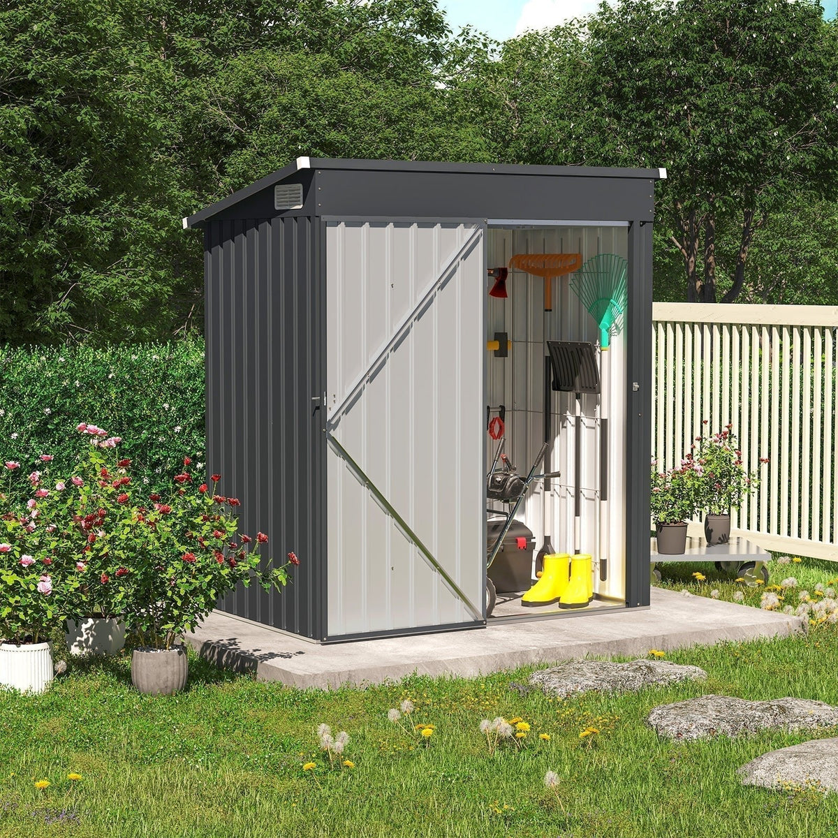 OC Orange-Casual 1.5 x 0.9 m Galvanized Steel Storage Shed Black