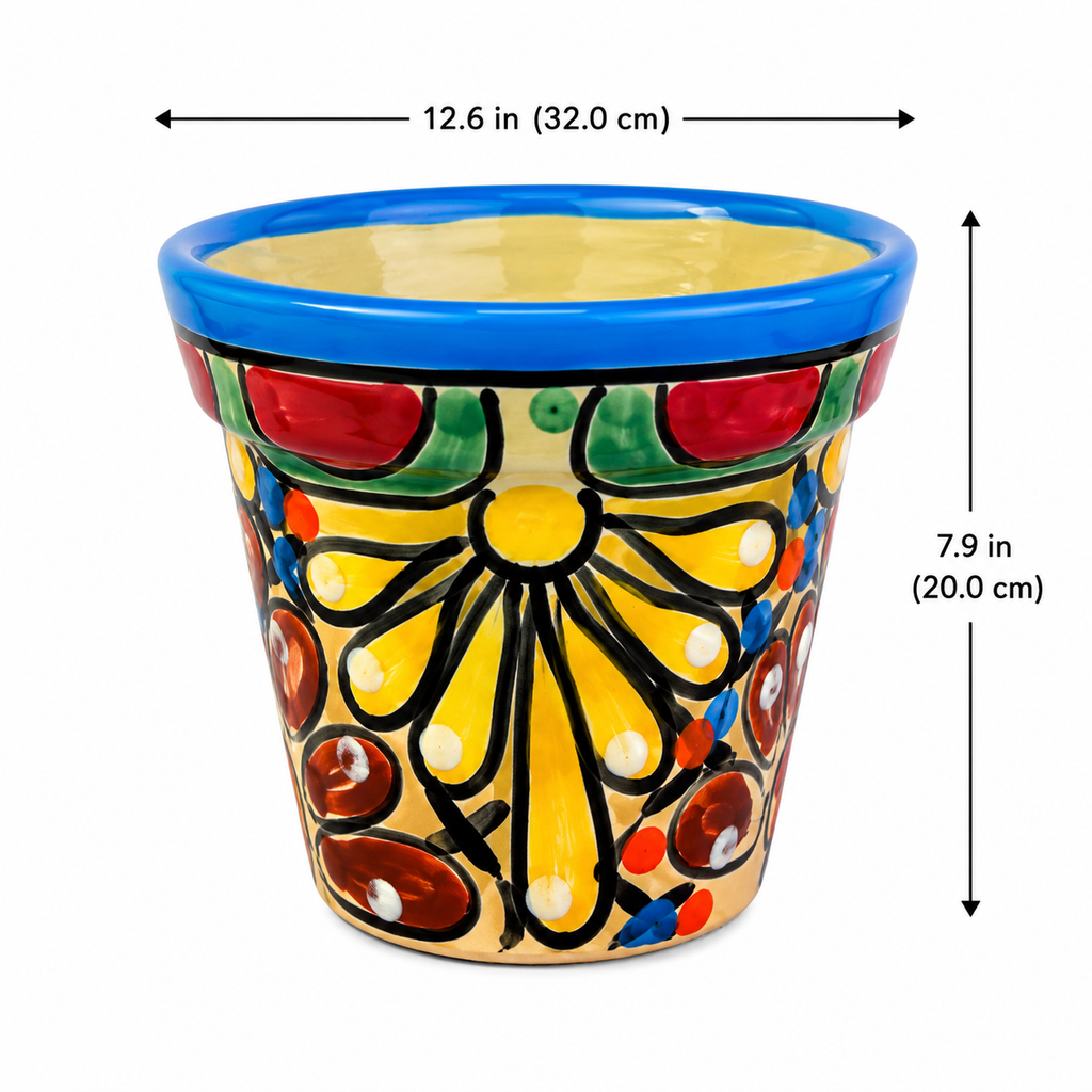 Handcrafted Mexican-Style Ceramic Planter 20 x 32 cm