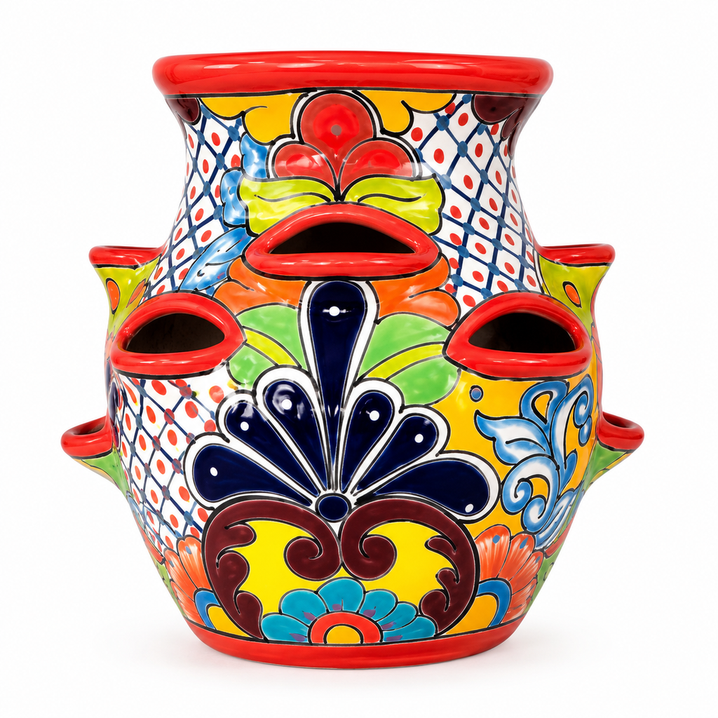 Handcrafted Mexican-Style Ceramic Flower Vase 25 x 30 cm