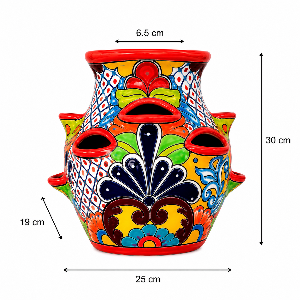 Handcrafted Mexican-Style Ceramic Flower Vase 25 x 30 cm