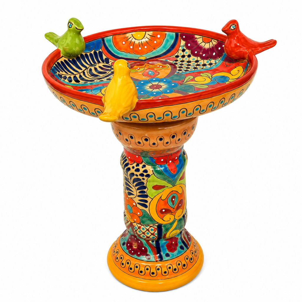 Talavera Style Ceramic Bird Bath 41 x 61 cm