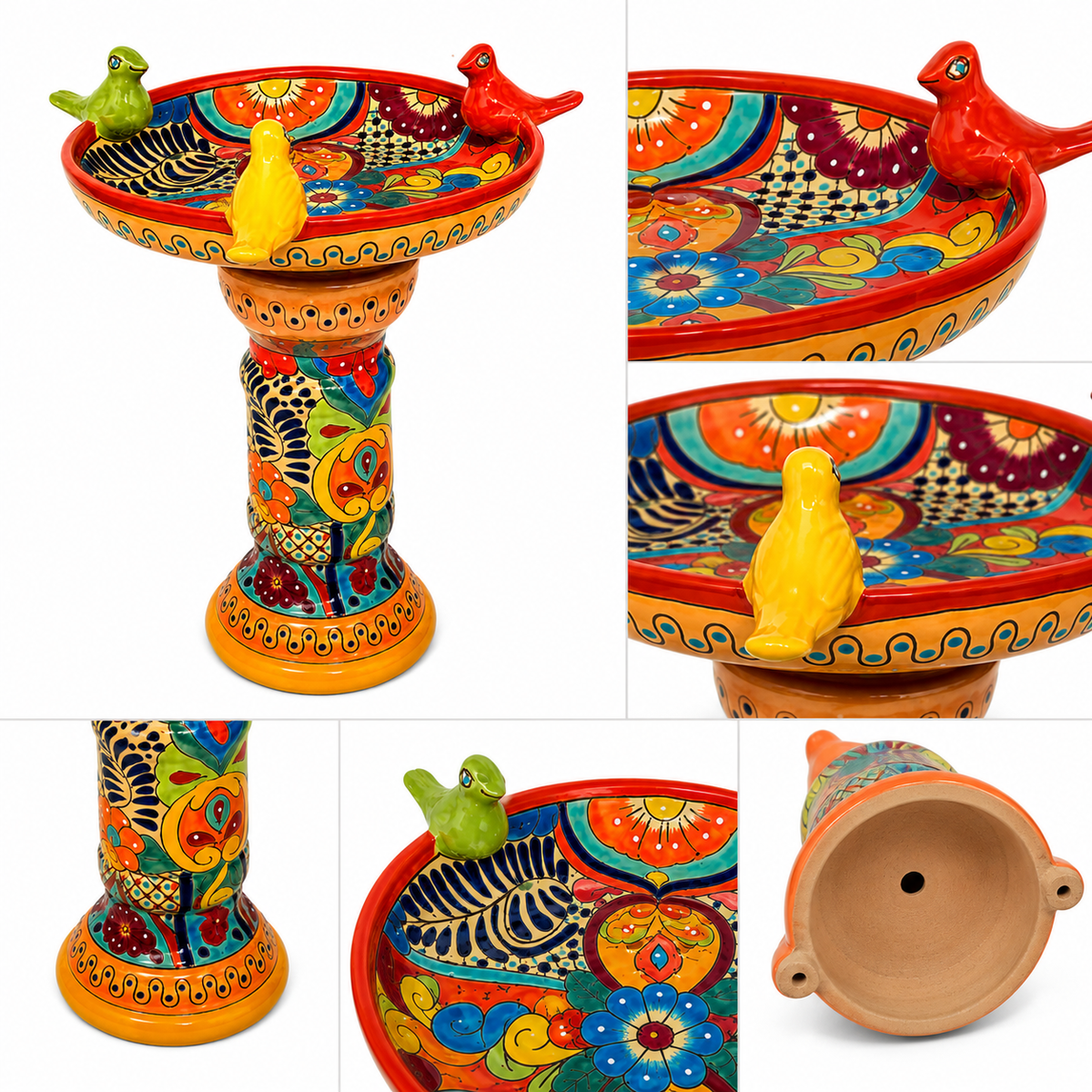 Talavera Style Ceramic Bird Bath 41 x 61 cm