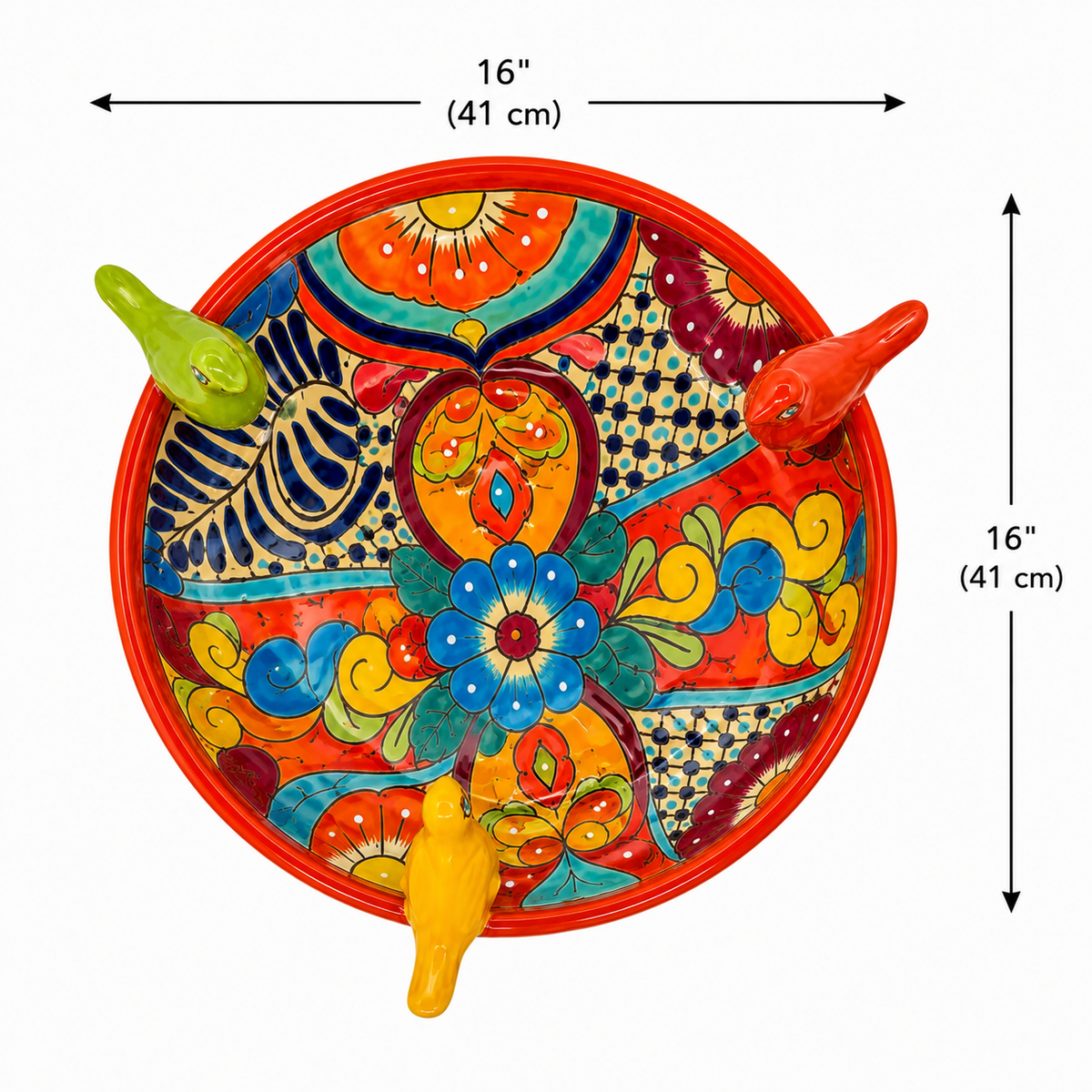 Talavera Style Ceramic Bird Bath 41 x 61 cm