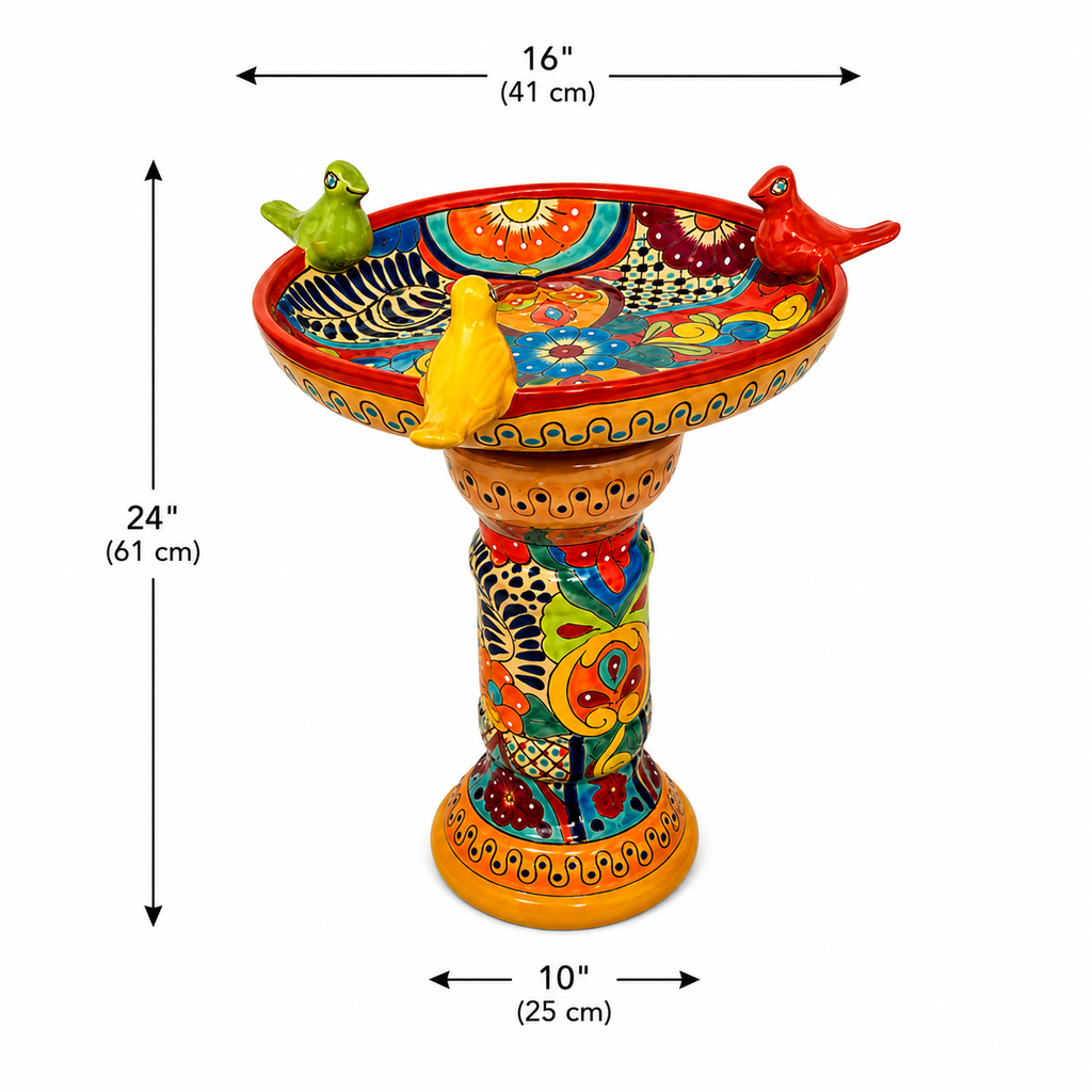 Talavera Style Ceramic Bird Bath 41 x 61 cm