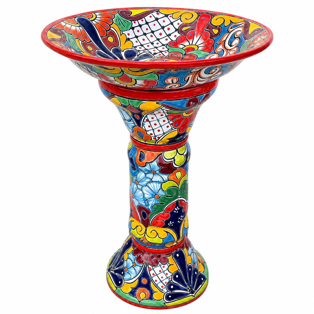 Talavera Style Ceramic Bird Bath 41 x 61 cm