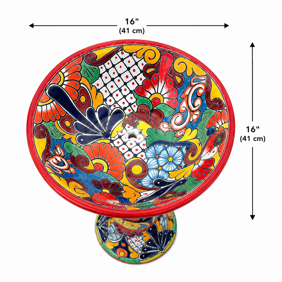 Talavera Style Ceramic Bird Bath 41 x 61 cm