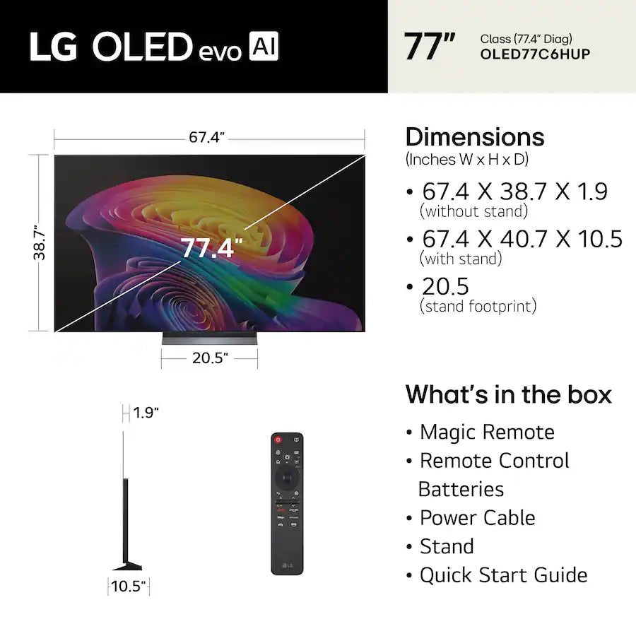 LG 77" C6H Series OLED evo 4K Smart TV OLED77C6HUP