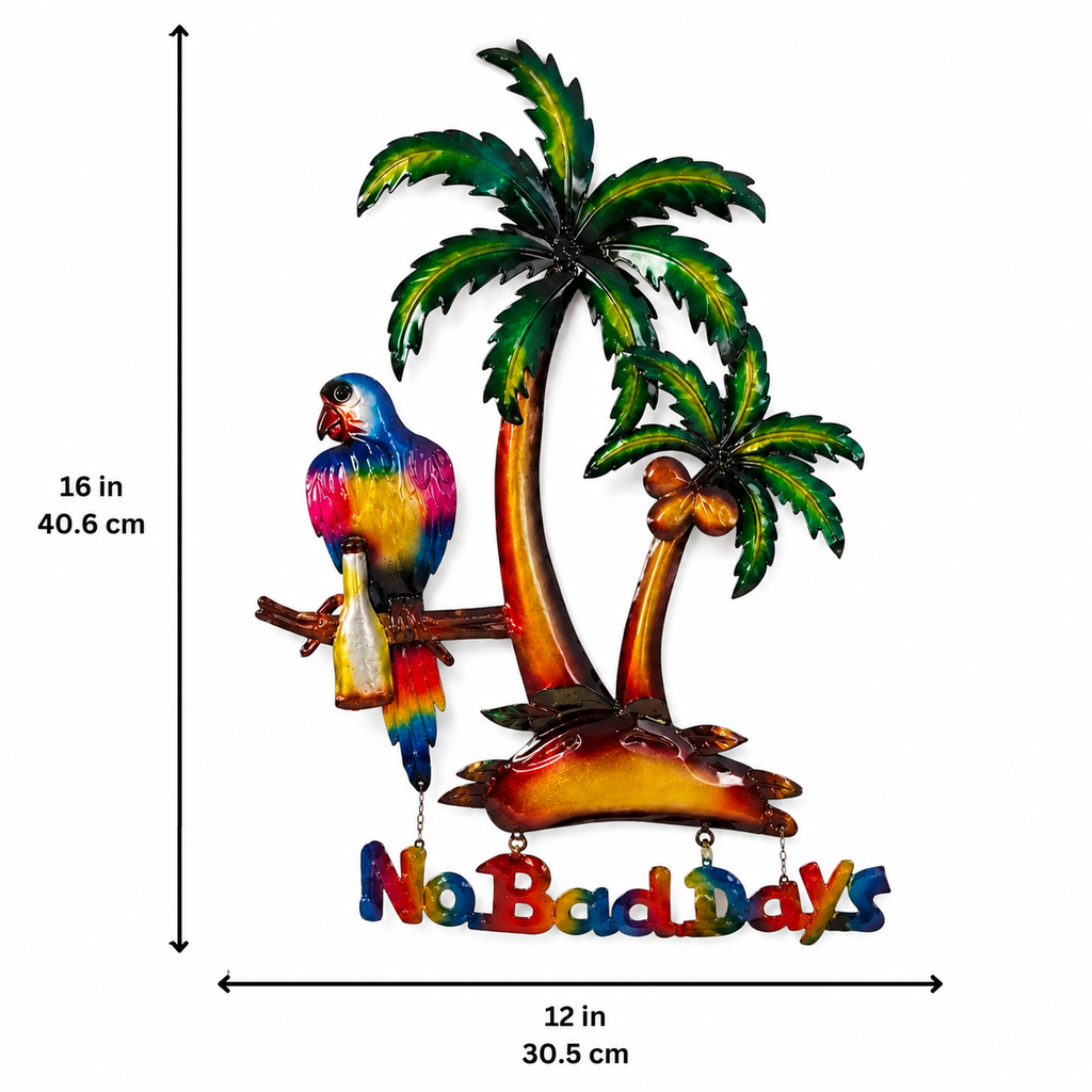 30.5 x 40.6 cm Metal Parrot Palm Tree Wall Decor Sign