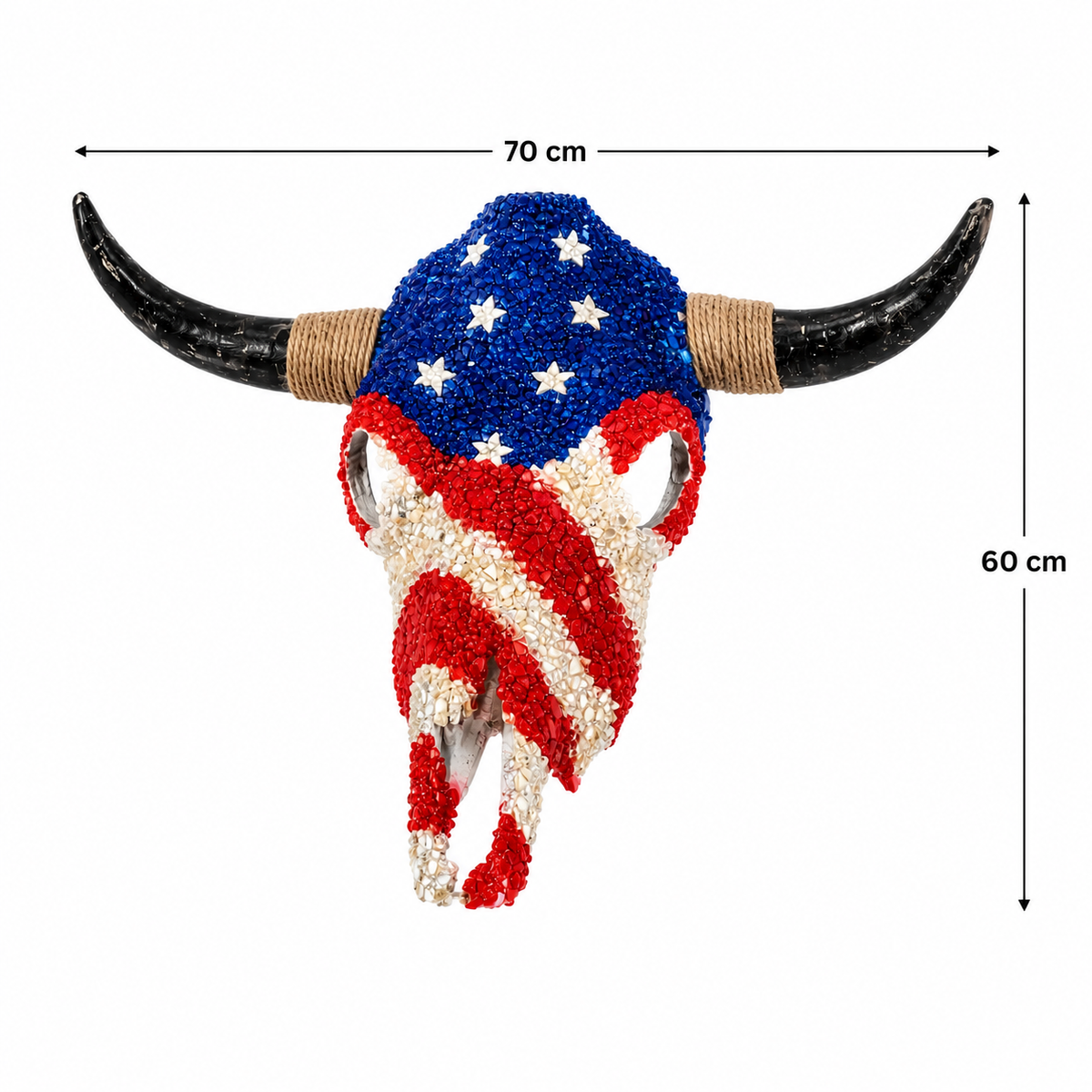 70 x 60 cm Mosaic Bull Skull Wall Decor with Horns
