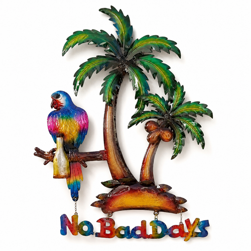 30.5 x 40.6 cm Metal Parrot Palm Tree Wall Decor Sign