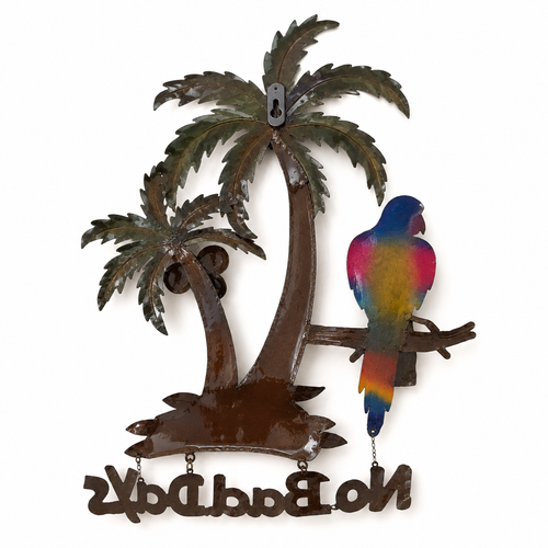 30.5 x 40.6 cm Metal Parrot Palm Tree Wall Decor Sign