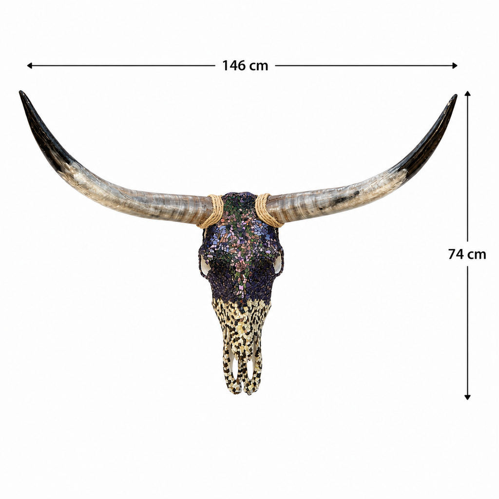 Decorative Mosaic Bull Skull Wall Decor 146 x 74 cm