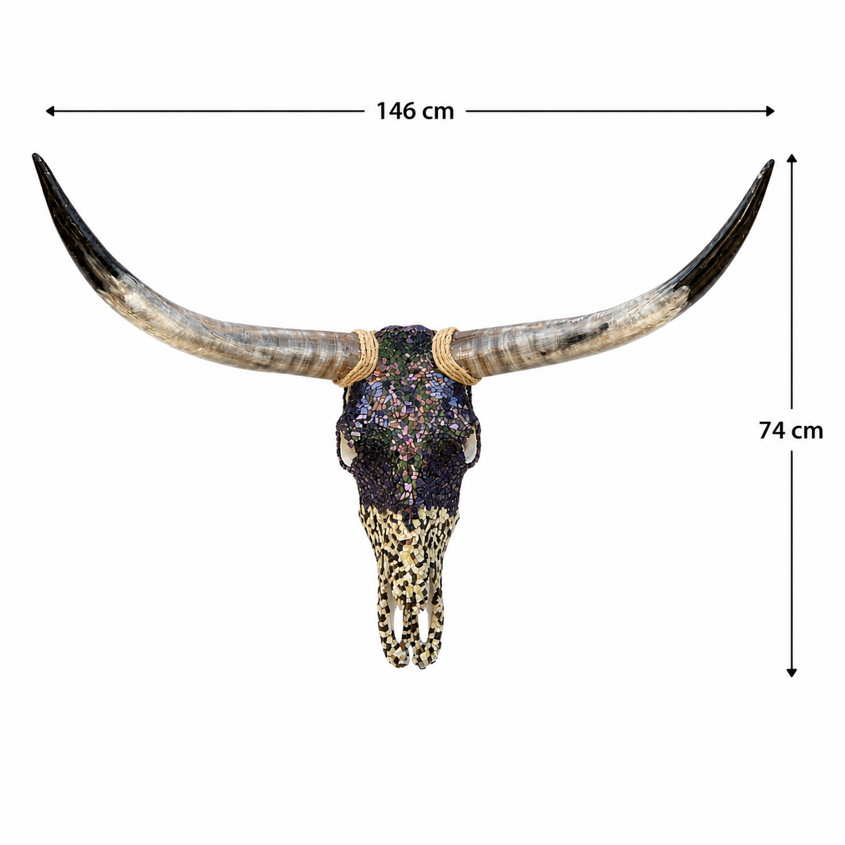 Decorative Mosaic Bull Skull Wall Decor 146 x 74 cm