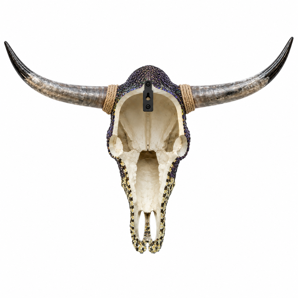 Decorative Mosaic Bull Skull Wall Decor 146 x 74 cm