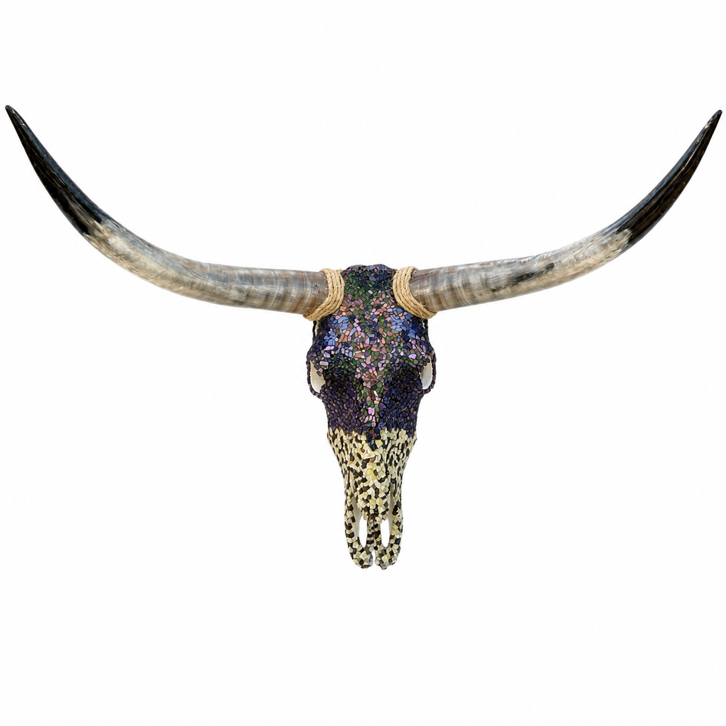 Decorative Mosaic Bull Skull Wall Decor 146 x 74 cm