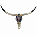 Decorative Mosaic Bull Skull Wall Decor 146 x 74 cm