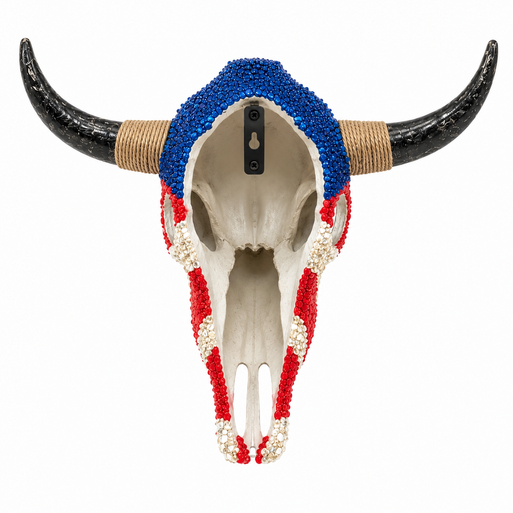 70 x 60 cm Mosaic Bull Skull Wall Decor with Horns