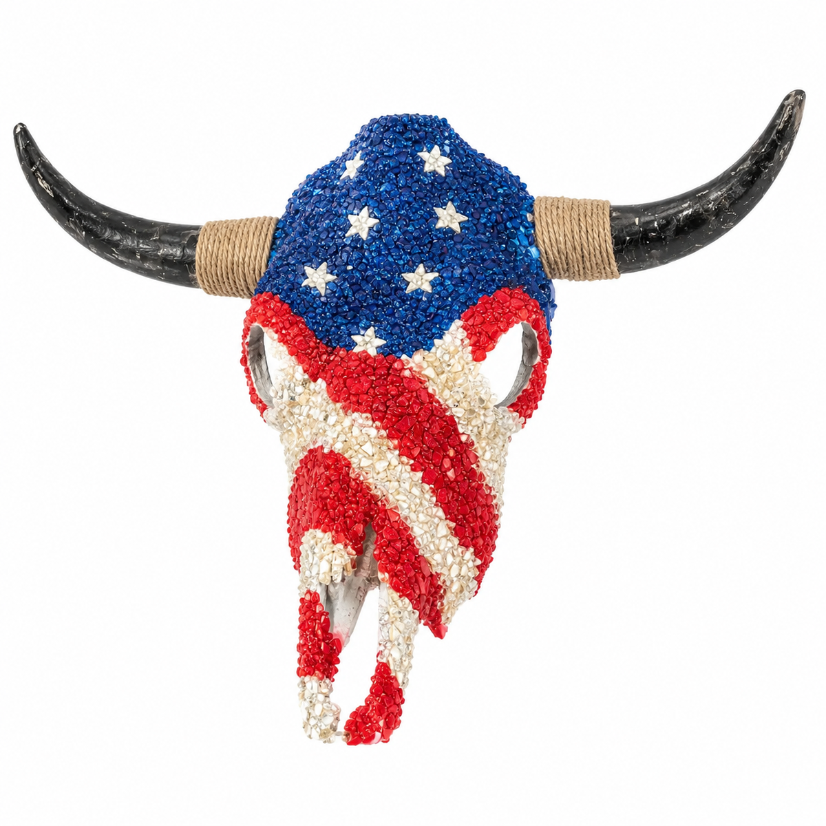 70 x 60 cm Mosaic Bull Skull Wall Decor with Horns