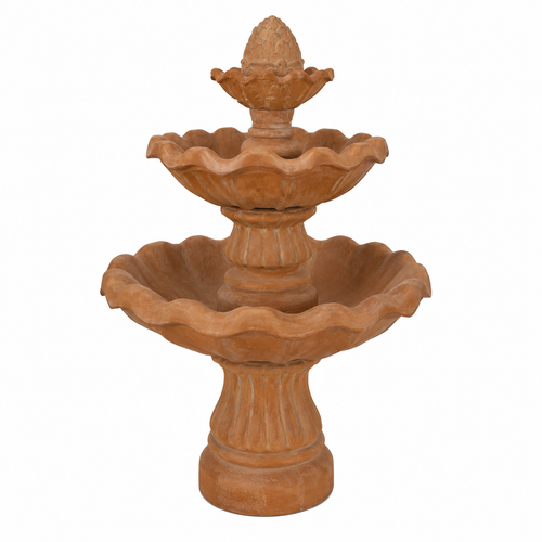 3-Tier Clay Outdoor Garden Water Fountain 61 x 99 cm