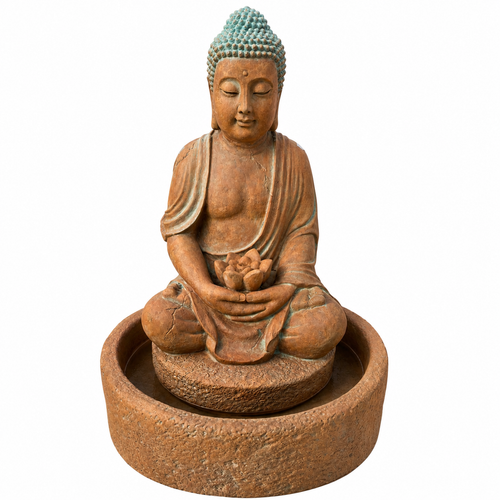 61 x 41 cm Clay Buddha Outdoor Water Fountain Statue